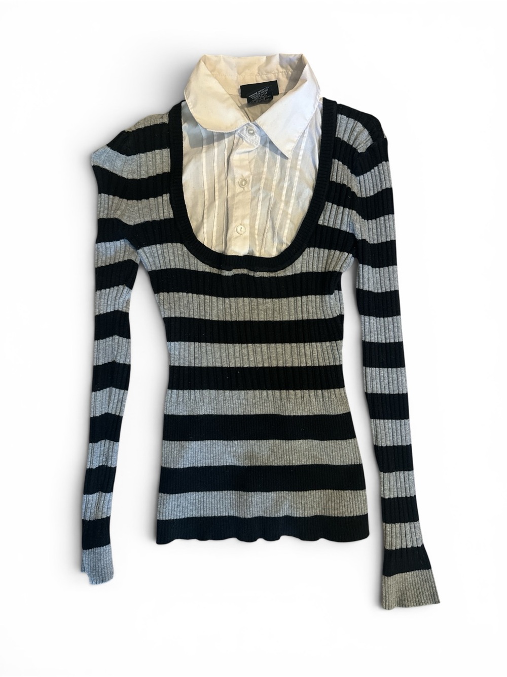 Y2K Stripe Collar Sweater